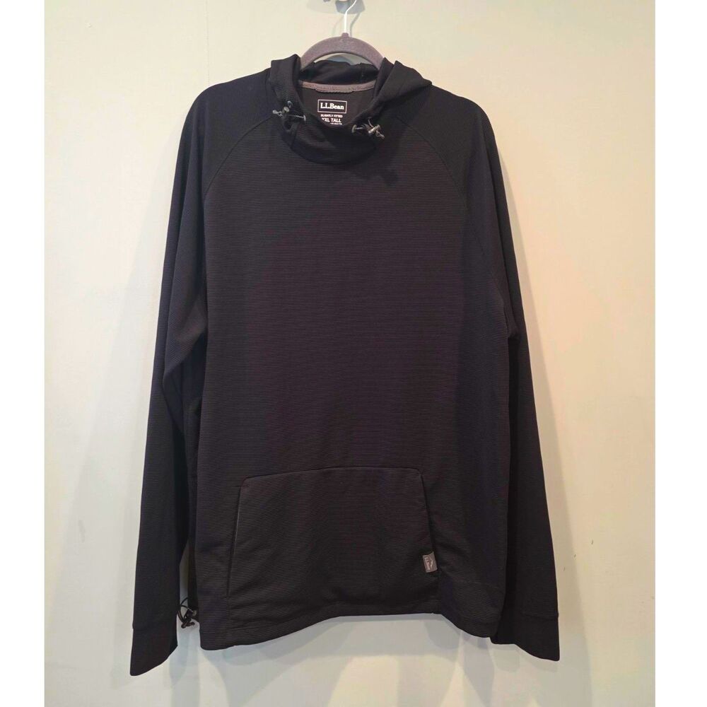 L.L.Bean Black VentureStretch Ottoman-Rib Hoodie Mens XXL Tall